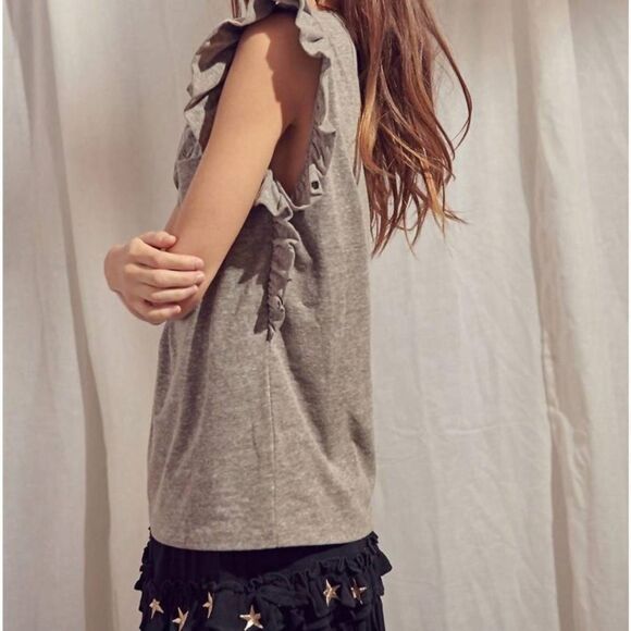 STORIA Paloma Ruffled Top in Heathered Gray Size Small - Picture 2 of 7